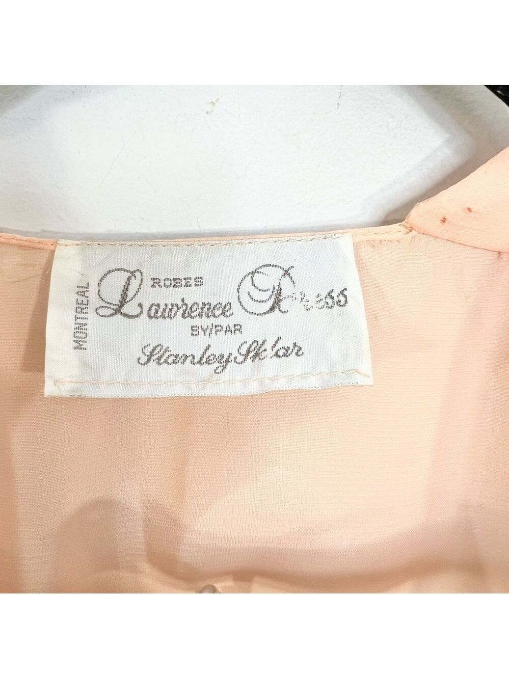 Vintage 80s union made beaded peach chiffon open jacket cami skirt set suit 16 - Picture 15 of 17